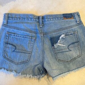 American Eagle Outfitters Light Blue Distressed Denim Shorts